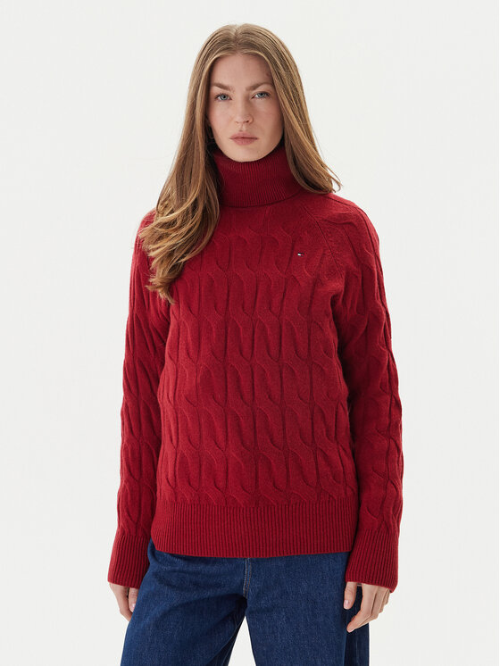 Tommy Hilfiger Bluză cu gât WW0WW46791 Roșu Regular Fit