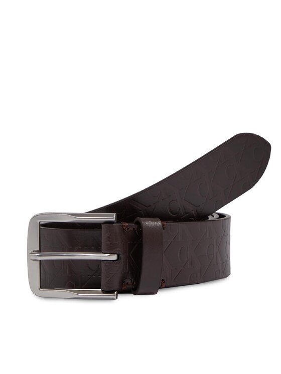 Calvin Klein Jeans Pánsky opasok Classic Flat Lthr Belt 35Mm Aop K50K511518 Hnedá