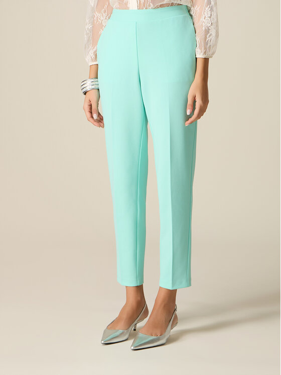 Oltre Oltre Pantaloni di tessuto P273J102543N015 Turchese Regular Fit