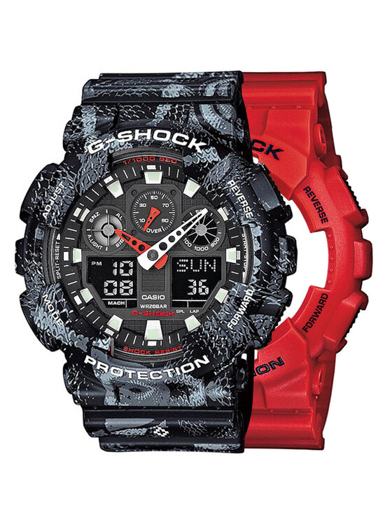 Casio Casio Zegarek SET GA-100B-4AER + BEZEL 10520052 + PASEK 10520049 Czarny