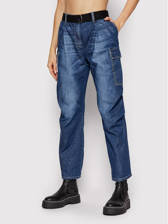 Please Jeans hlače P0QKBQ2PUV Mornarsko modra Relaxed Fit