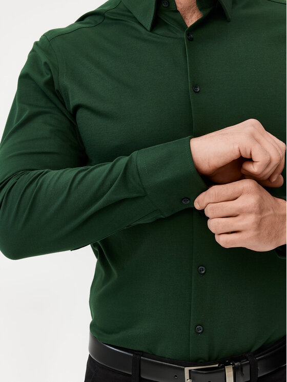 Evenemen Evenemen Koszula Stickat Zielony Slim Fit