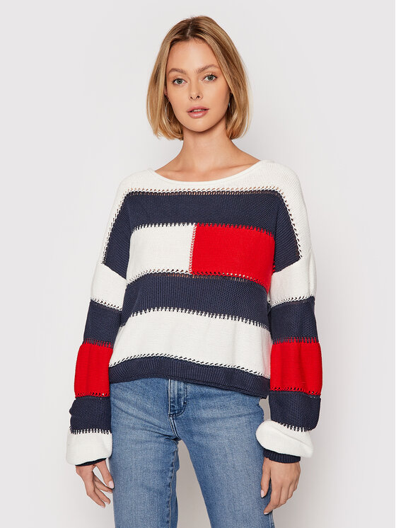 Tommy Jeans Pull Tjw Rwb Stripe DW0DW10335 Multicolore Relaxed Fit •  Modivo.fr