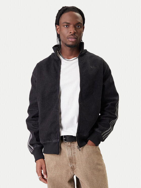 adidas Суитшърт adicolor Denim Firebird KD1516 Черен Loose Fit