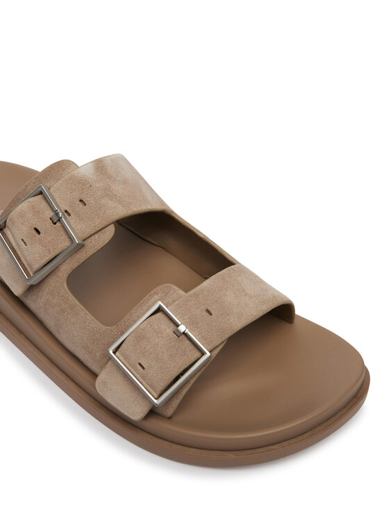Calvin Klein Calvin Klein Klapki City Sandal Buckle Suede HW0HW03130 Beżowy