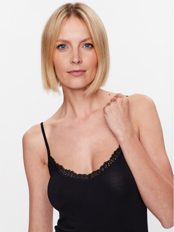 Seidensticker Seidensticker Top Soft Line Lace Camisole Schwarz Straight Fit