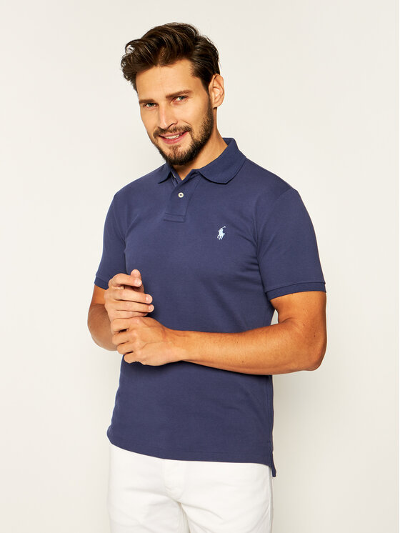 Polo manches longues slim Ralph Lauren Newport navy