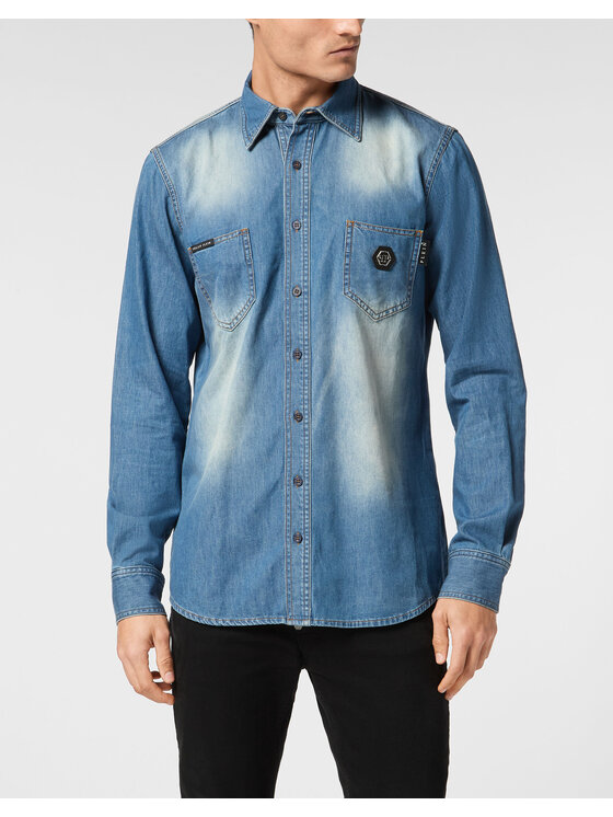 PHILIPP PLEIN PHILIPP PLEIN Koszula jeansowa 23069 Niebieski jasny Regular Fit