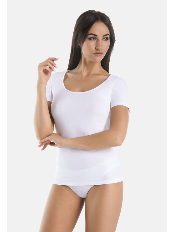 Teyli Teyli T-Shirt damski bawełniany Solky Biały Standard Fit