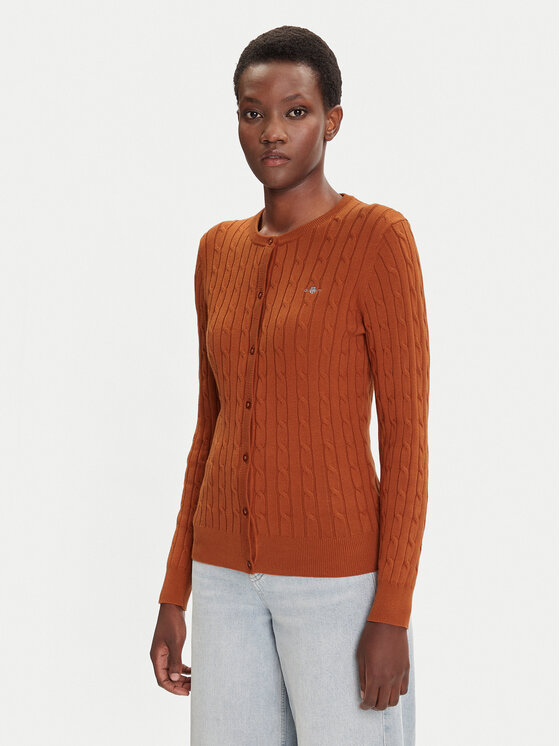 Gant Gant Kardigán 4800103 Barna Slim Fit