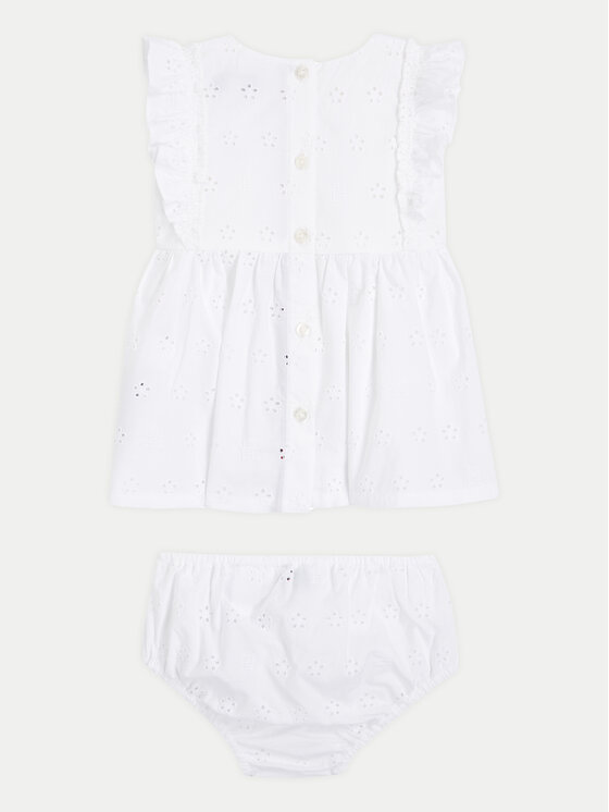 Tommy Hilfiger Tommy Hilfiger Rochie de vară Broderie KN0KN01803 Alb Regular Fit