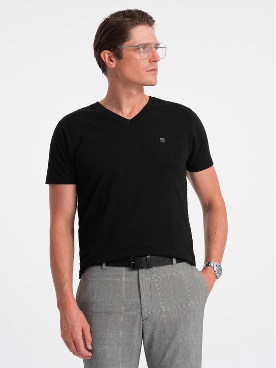 Ombre Ombre T-Shirt S2040 Czarny Slim Fit