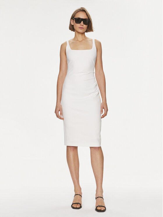 HUGO Hugo Коктейлна рокля Kanke 50511458 Бял Slim Fit