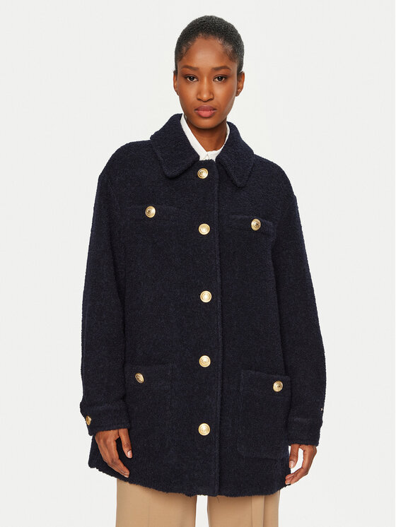 Tommy Hilfiger Tommy Hilfiger Palton de lână WW0WW43762 Bleumarin Regular Fit