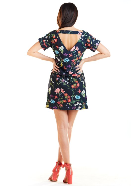 Awama Awama Sukienka letnia A264 Granatowy Basic Fit