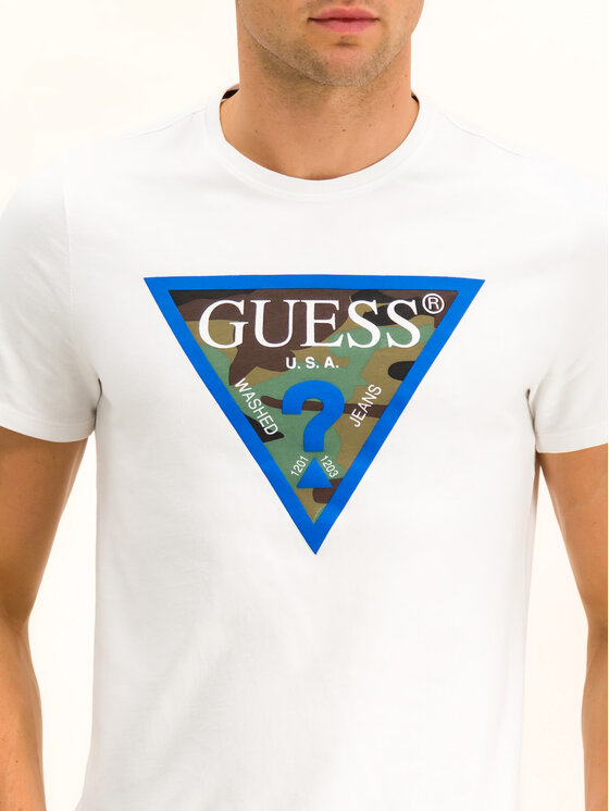 Guess Guess Marškinėliai Camou Pack M94I86 K92O0 Balta Slim Fit