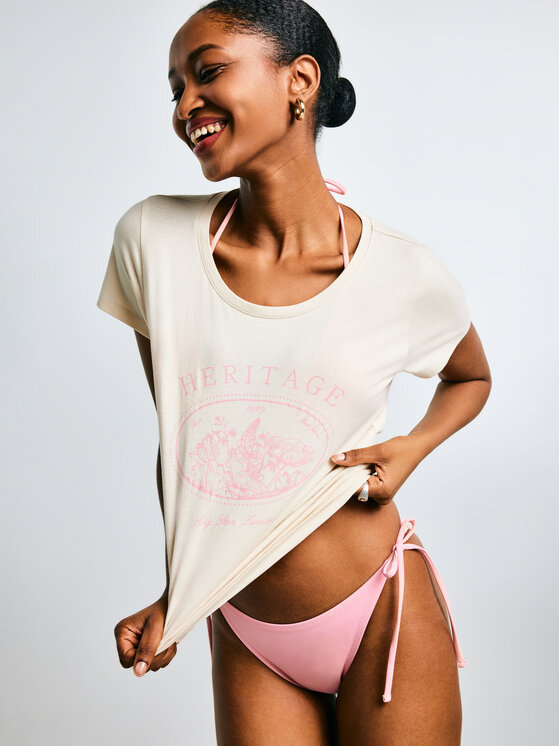 BIG STAR BIG STAR T-Shirt ALOTA Kremowy Basic Fit