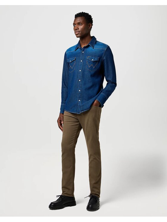 Wrangler Wrangler Spodnie materiałowe LARSTON Brązowy Slim Fit
