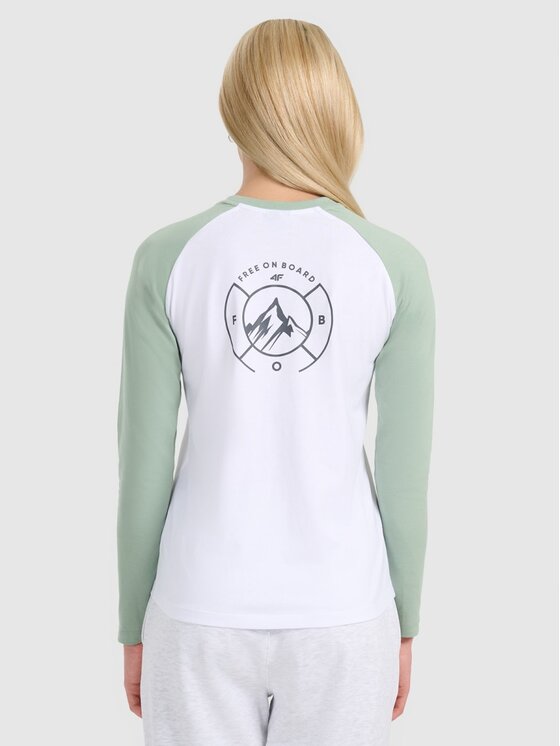 4F 4F Longsleeve 4FWAW25TLONF579-42S Zielony Regular Fit