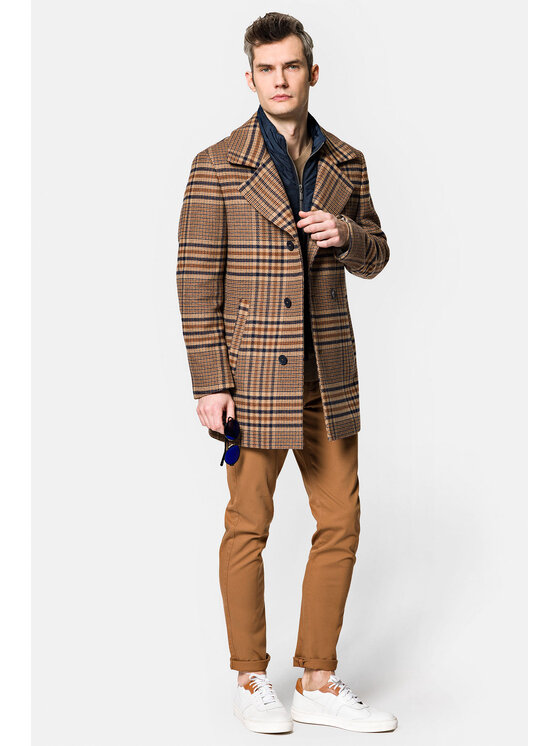Lancerto Lancerto Płaszcz wełniany Dortmund KU054222000011 Kolorowy Regular Fit