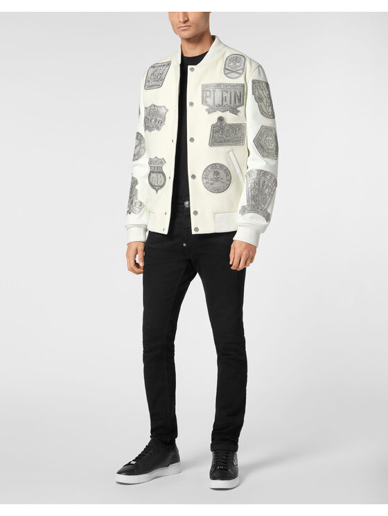 PHILIPP PLEIN PHILIPP PLEIN Kurtka bomber 22367 Biały Regular Fit