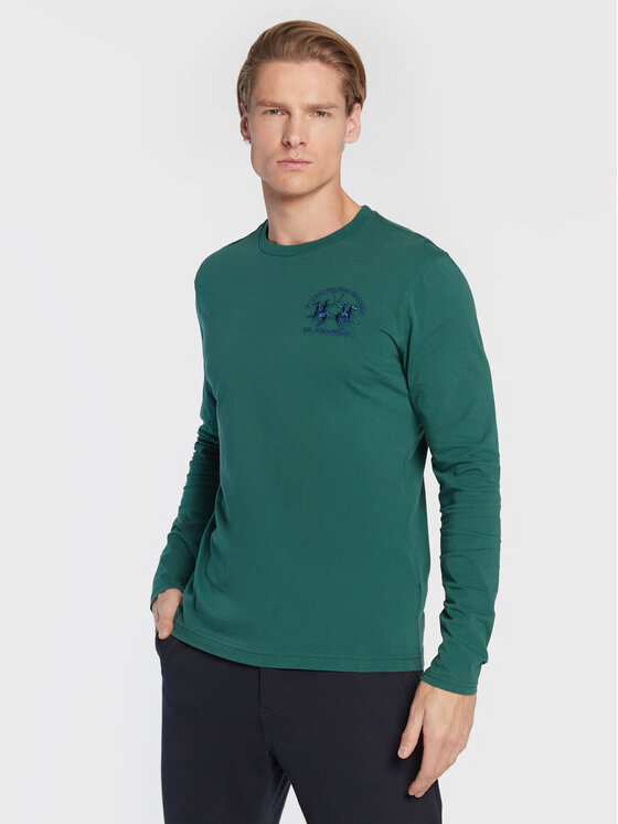 La Martina Majica z dolgimi rokavi UMR003 JS206 Zelena Regular Fit