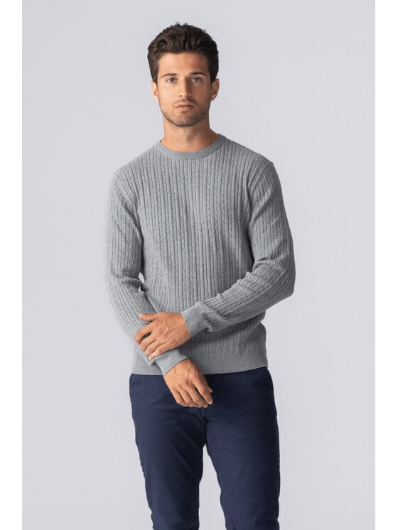 TeeShoppen TeeShoppen Sweter 'Basic Collection' Szary Regular Fit