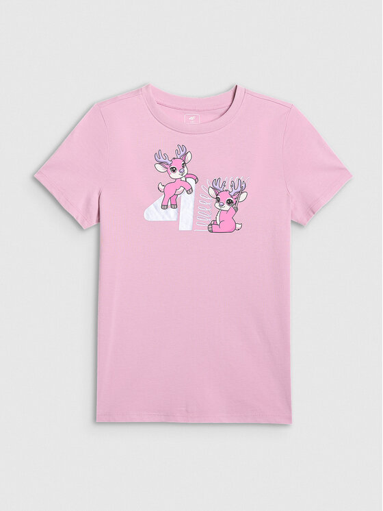 4F 4F T-Shirt CHRISTMAS DROP Różowy jasny Regular Fit
