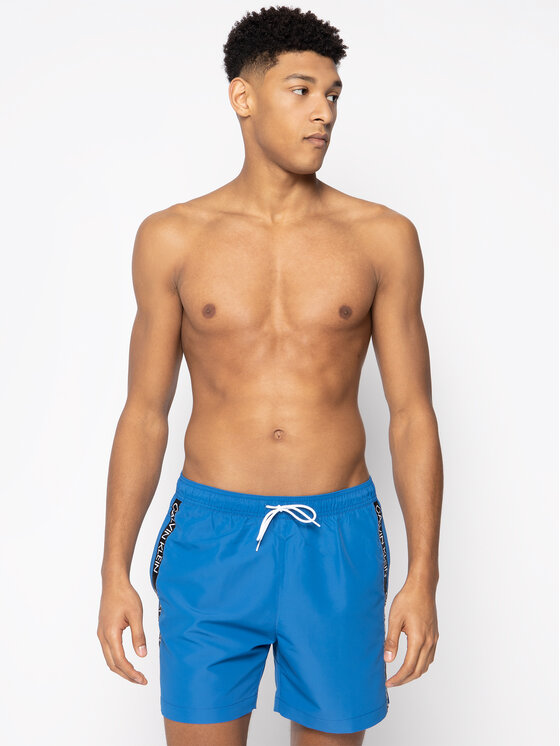Calvin Klein Swimwear Szorty kąpielowe Medium Drawstring KM0KM00434 Niebieski Regular Fit