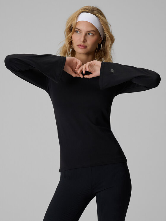 4F 4F Bluzka SPORT OFFICE Czarny Slim Fit