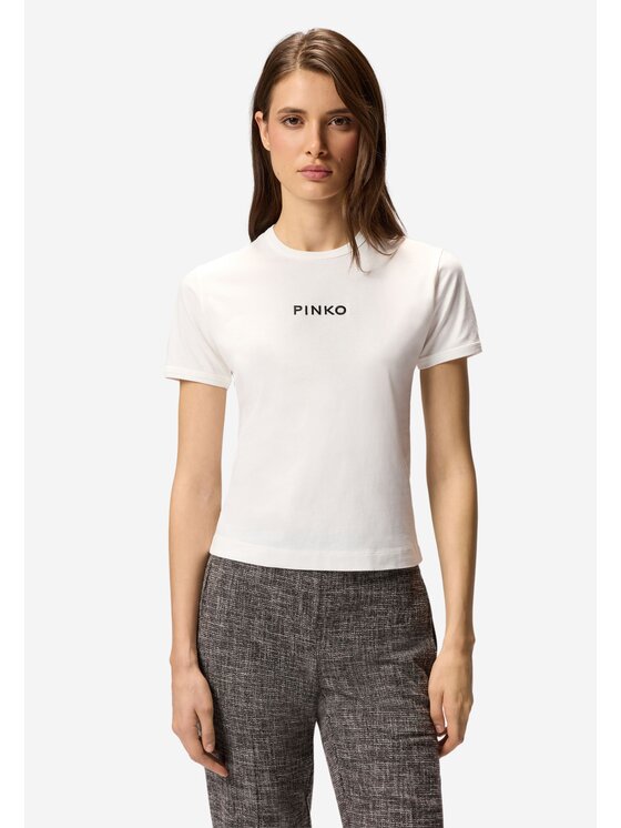 PINKO PINKO T-shirt Intenso t-shirt jersey ricamo logo a filo Bianco Slim Fit