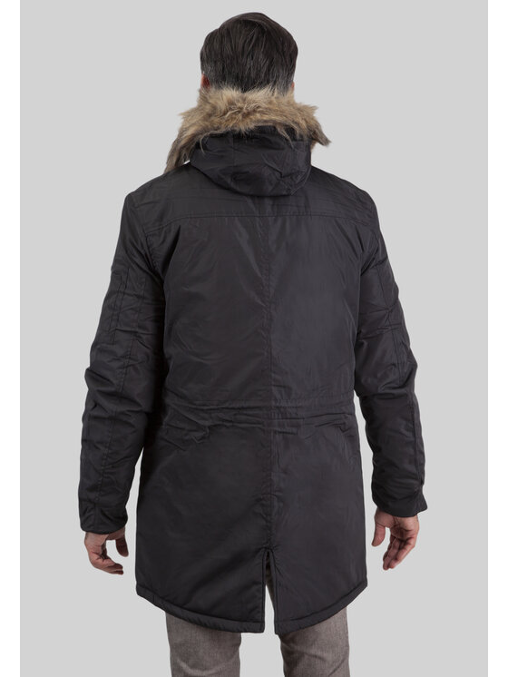 Perso Perso Kurtka zimowa typu parka z kapturem Czarny Regular Fit
