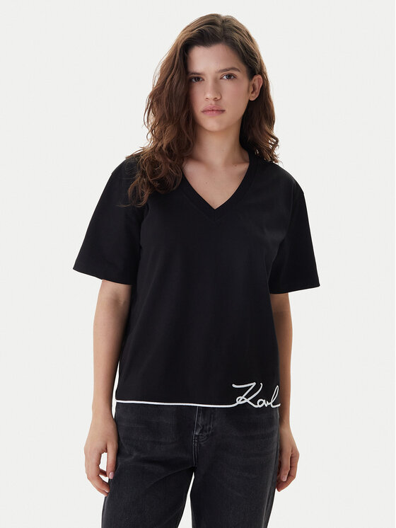 KARL LAGERFELD Tricou B1W17031 Negru Relaxed Fit