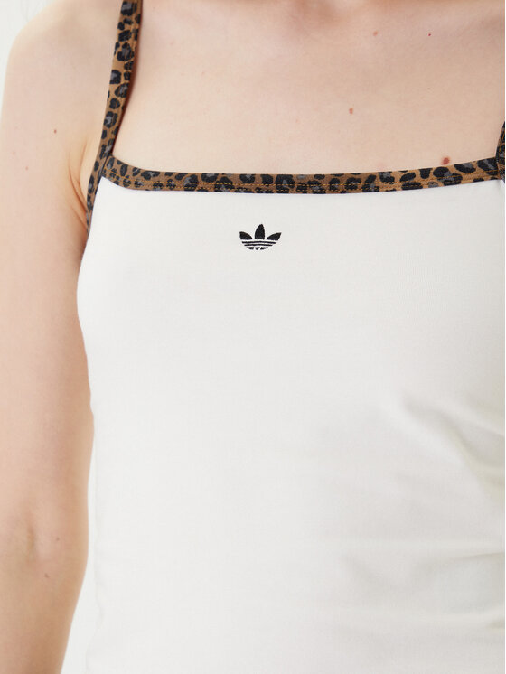 adidas adidas Marškinėliai Leopard JW7309 Balta Slim Fit