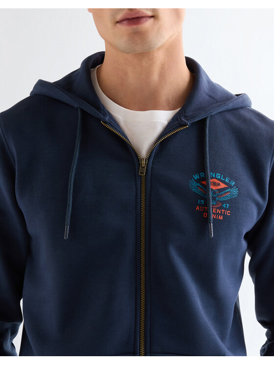 Wrangler Wrangler Bluza GRAPHIC ZIP HOODIE Czarny Regular Fit