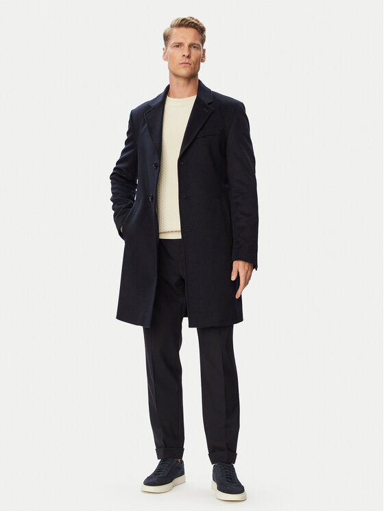 BOSS BOSS Vilnonis paltas H-Hyde-264 50571557 Tamsiai mėlyna Slim Fit