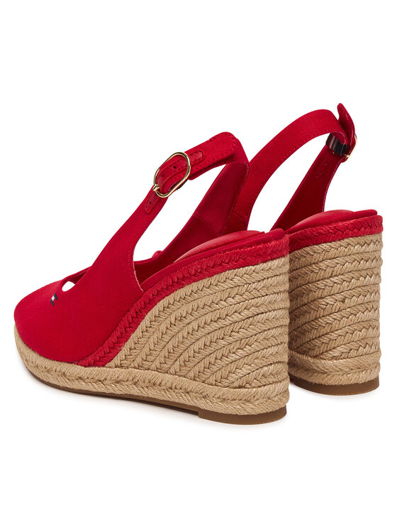 Tommy Hilfiger Tommy Hilfiger Espadrilles Flag High Wedge Espad Slingback FW0FW09343 Piros