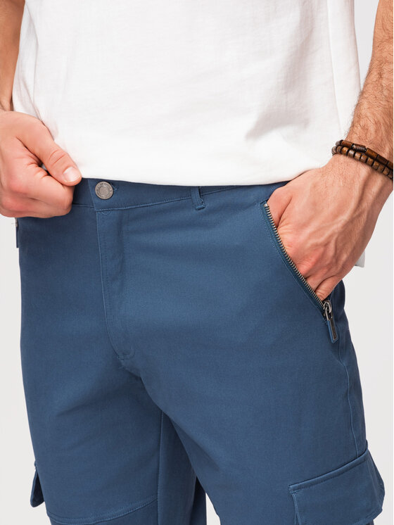 Ombre Ombre Cargo kalhoty P1517 Modrá Straight Fit