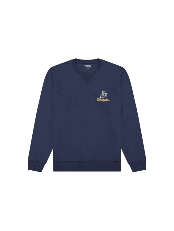 Wrangler Wrangler Felpa EMBROIDERY CREW Blu Comfort Fit