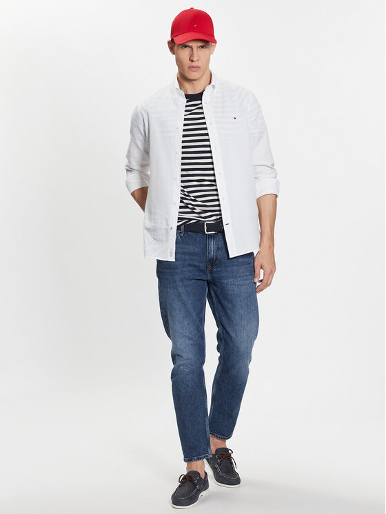 Tommy Hilfiger Tommy Hilfiger Krekls Flex Dobby MW0MW31816 Balts Slim Fit