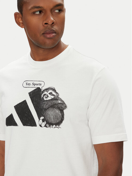 adidas adidas T-Shirt Yay Sports Graphic JL9256 Bílá Regular Fit