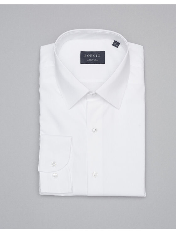 Borgio Borgio Koszula lavello Biały Slim Fit