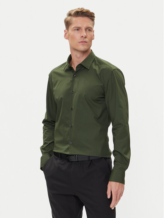HUGO Koszula Kenno 50289499 Zielony Slim Fit