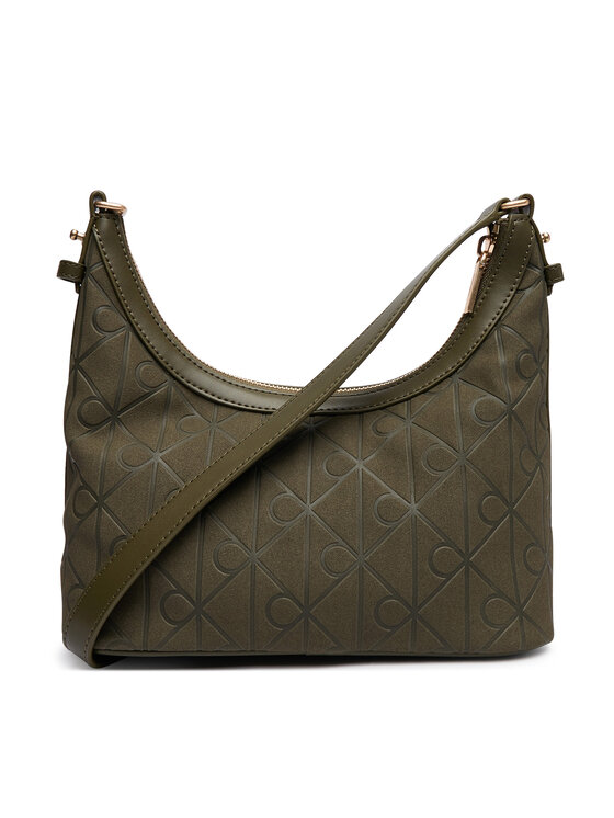 Calvin Klein Calvin Klein Handtasche Emblem Aop Sueded Shoulder Bag LV04F3880G Dunkelgrün