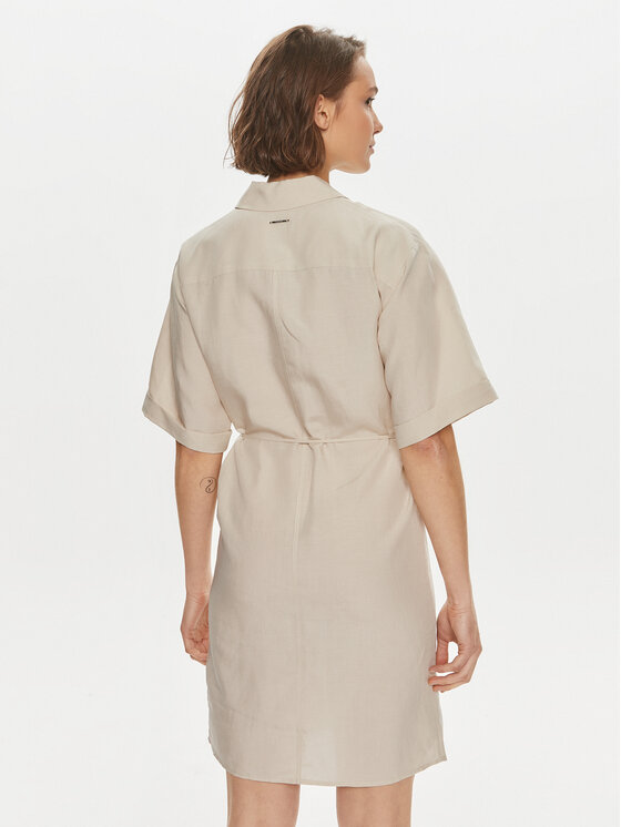 Calvin Klein Calvin Klein Sukienka koszulowa K20K206697 Beżowy Relaxed Fit