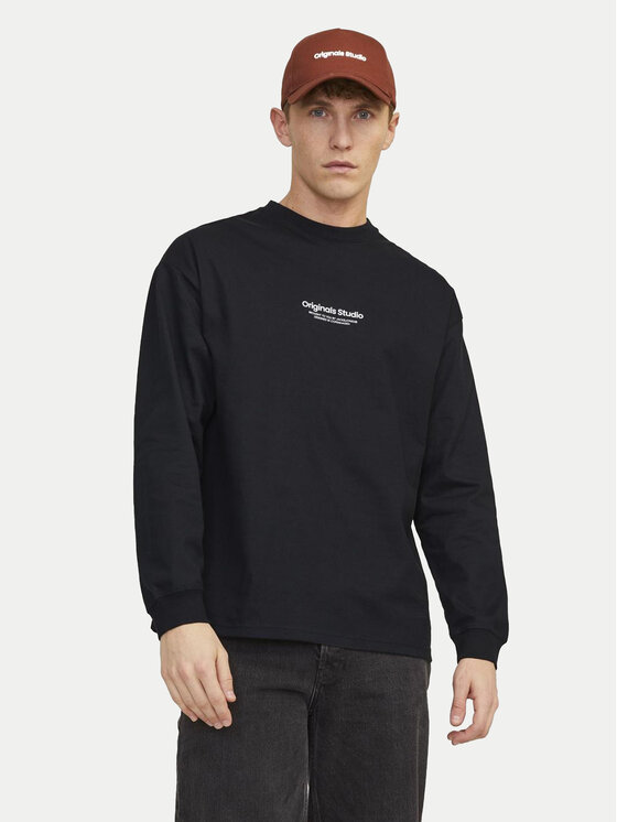 Jack&Jones Longsleeve krekls Vesterbro 12251775 Melns Loose Fit