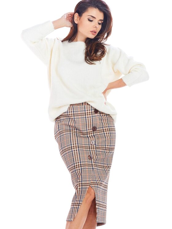 Awama Awama Spódnica A363 Brązowy Basic Fit