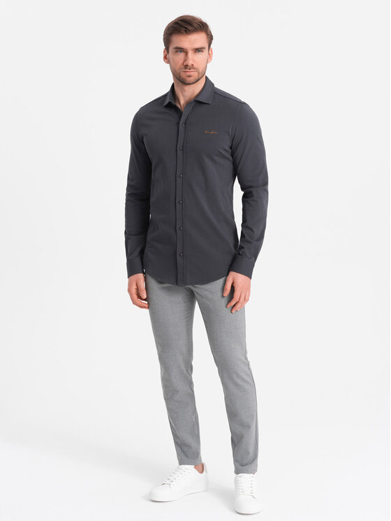 Ombre Ombre Košile OM-SHCS-0138 Šedá Regular Fit