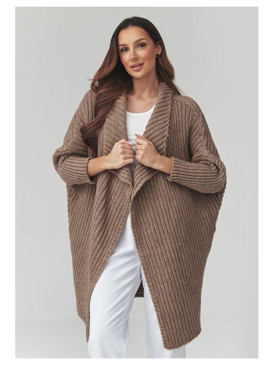 Makadamia Makadamia Sweter S173 Brązowy Loose Fit