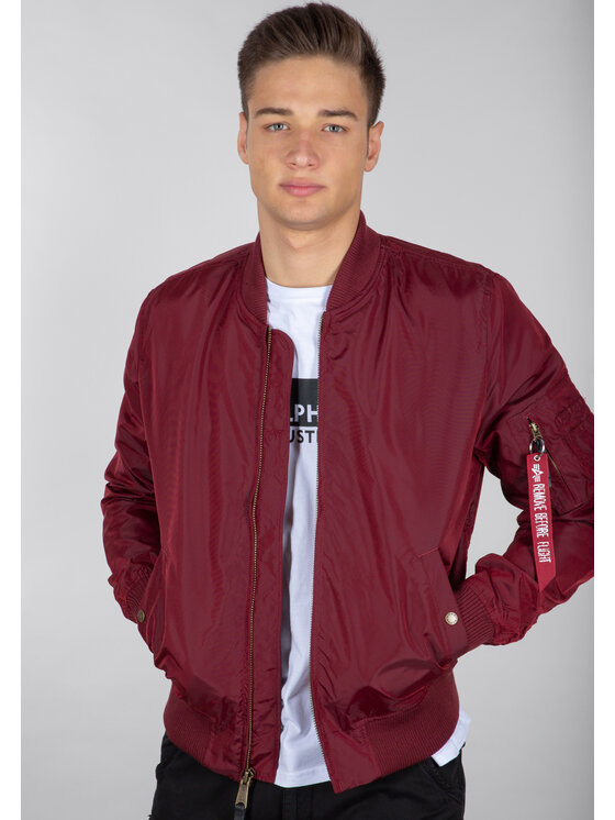 Alpha Industries Alpha Industries Kurtka bomber MA-1 TT Light Bomber Jacket Bordowy Slim Fit